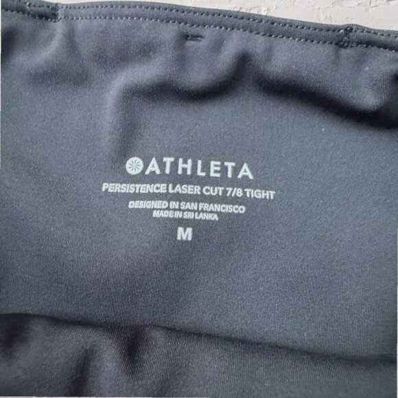 ATHLETA Persistence Laser Cut 7/8 Black Leggings S/487669 Fitness Yoga M - Picture 2 of 5